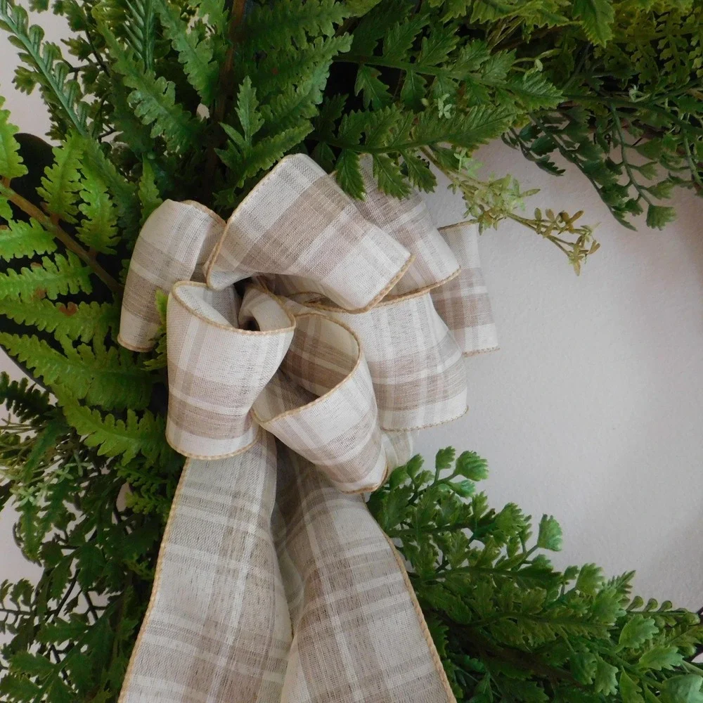 Crescent Fern Wreath, Spring and Summer Greenery, Front Door Decor